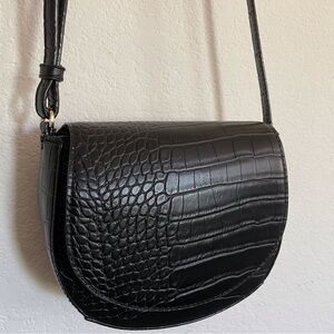 Snake/crocodile skin leather crossbody bag